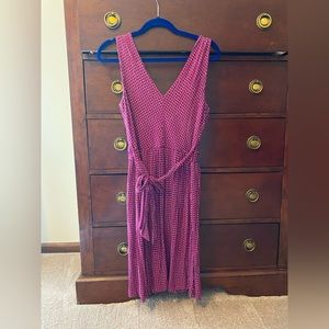 LOFT Dress- pink with white polka dots